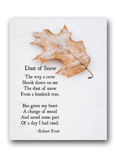 Robert Frost Poetry Art Print, Dust of Snow, Winter Poem, Winter Wall ...