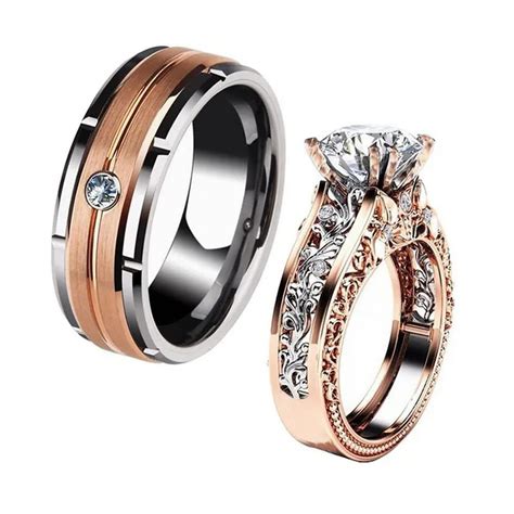 Vientiq Dazzling Rose-Gold Crystal Stud Combo Ring Set For Women/Girls ...