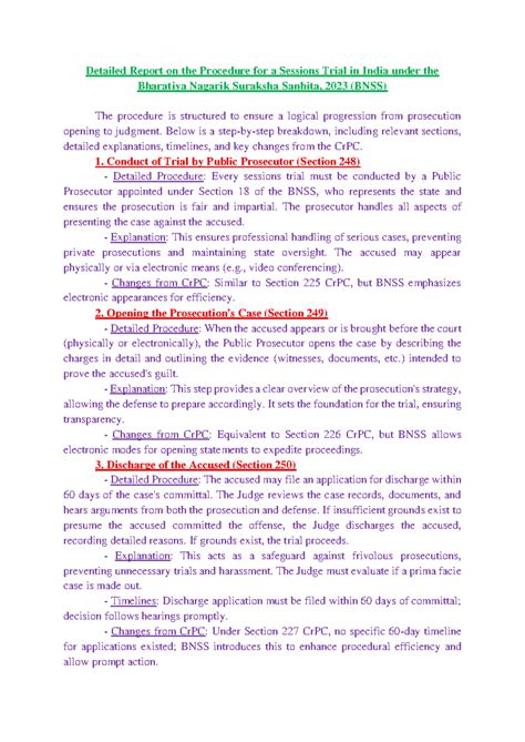 Procedure of Trial Before the Court of Session under BNSS 2023 - Studocu