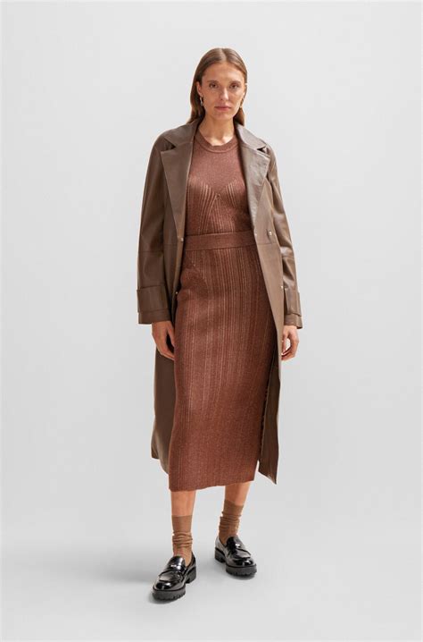 BOSS - Sleeveless knitted top with ribbed structure - Dark Brown