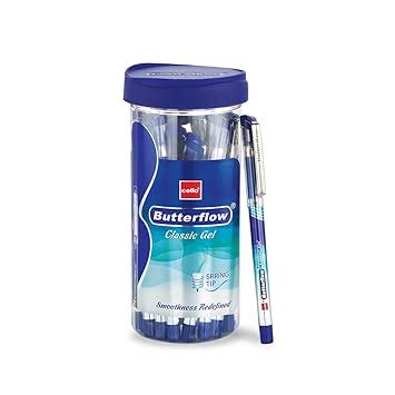 Cello Butterflow Classic Gel Pen Set | Pack of 20 Gel Pens | 20 Blue ...