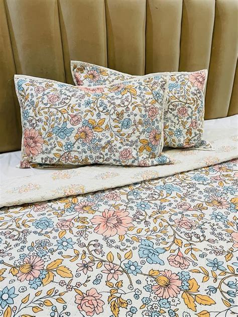 Buy Furnistitchs Cotton Feel Quilted Ultrasonic Bedcover Bedsheet Quilt ...