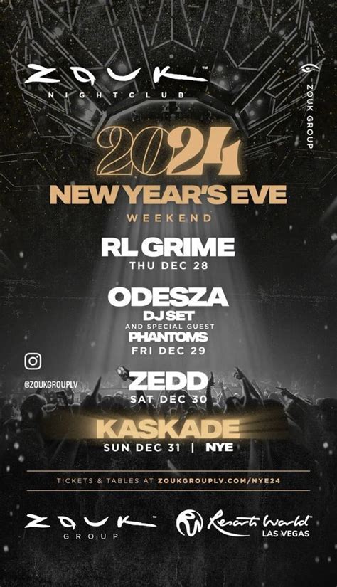 Zouk Nightclub NYE Weekend FT ODESZA, ZEDD, KASKADE & RL GRIME, Zouk ...