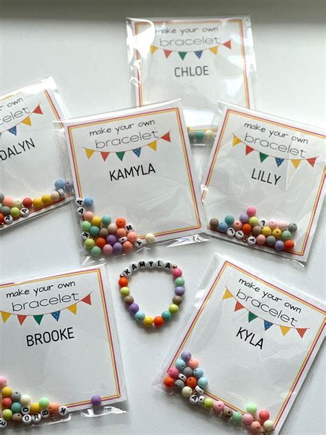 Bracelet Making Kit, Kids Birthday Party Activity, Custom Name Stretch ...