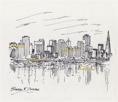 San Francisco Skyline #893A Pen & Ink Drawing • Stephen Condren