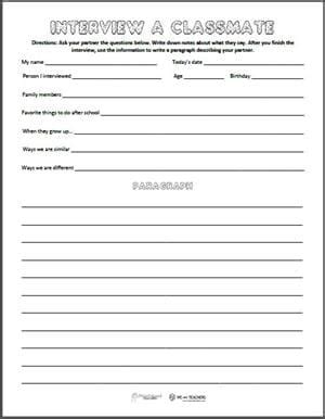 Classmate Interview Worksheet 的图像结果