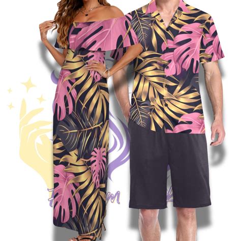Matching Hawaiian Dresses and Mens Shorts Set, Tropical, Couples Outfit ...