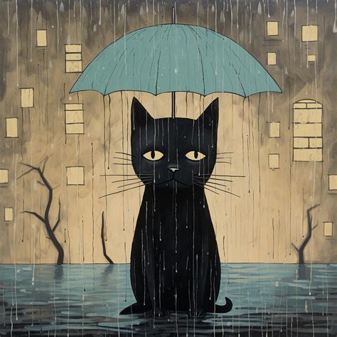 Must be Monday... a black cat sitting in the rain