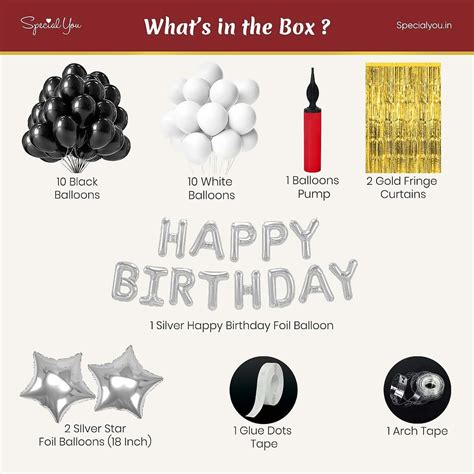 Black, White & Gold Birthday Decoration Kit