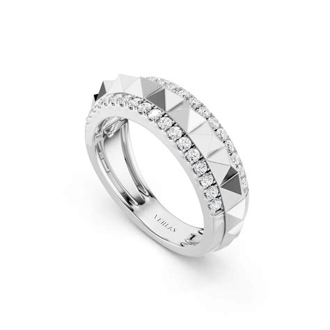 Zenyth Pyramid Spiked Diamond Band White Gold – Verlas India