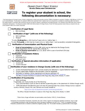 Fillable Online Fillable Online ocps To register your student in school ...