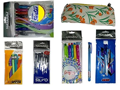 Combo Pack of Nataraj Skater Colourful Sparkle Gel Pen + Nataraj Silvo ...