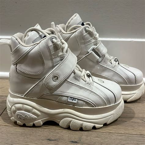 Buffalo London White Patent Leather Classic High Platform Sneaker 37 ...