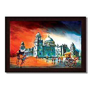 Tamatina Wooden TeXture Framed Canvas Painting | Victoria Memorial ...