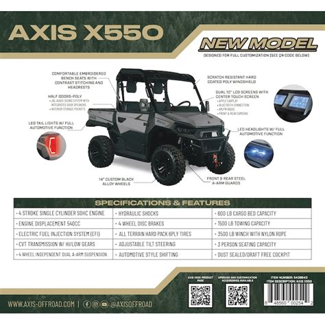 Axis X550 4WD Gas UTV AXIS550GRY at Lowes.com