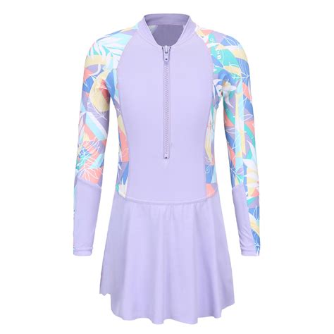 Suzy one-piece long-sleeve skirt swimsuit purple