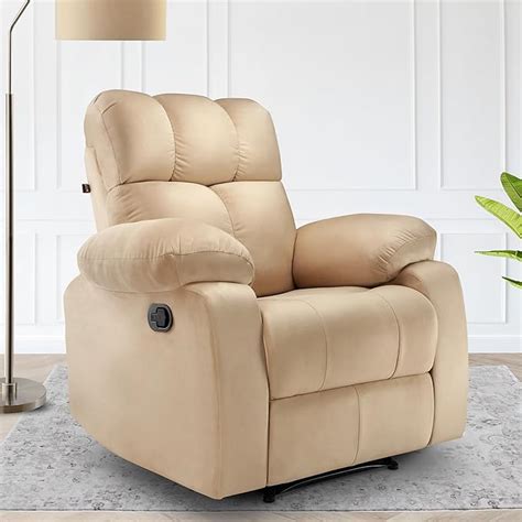 Little NAP Helios Soft Suede Fabric Single Manual Standard Recliner ...