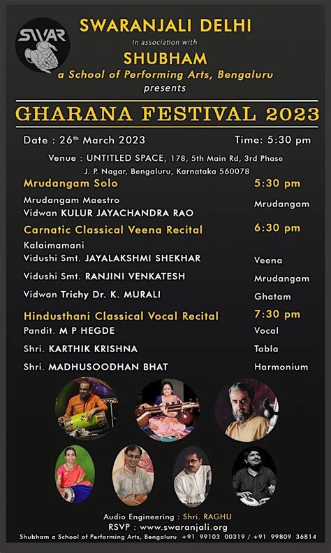 Gharana Festival 2023 Bengaluru by Swaranjali, Untitled Arts Foundation ...