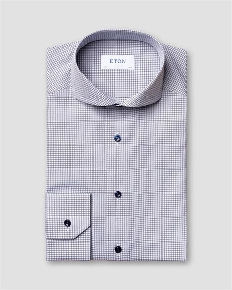 Blue Micro Check Stretch Shirt - Eton