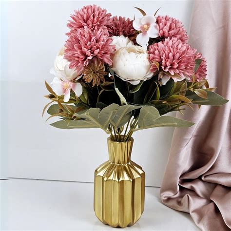 Buy SATYAM KRAFT 1 Bunch Artificial Dahlia Peony Flowers for Home Decor ...