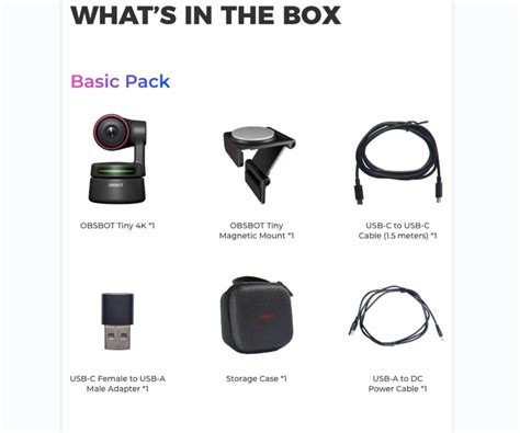 Buy OBSBOT Tiny 4K PTZ Webcam,4K AI Powered Framing Autofocus Gesture ...