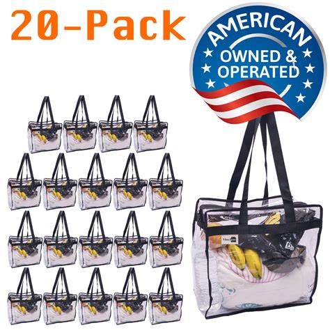 20 Pack Clear Stadium Approved Bags 12x6x12" Large Transparent Vinyl Tote Bags with Double ...