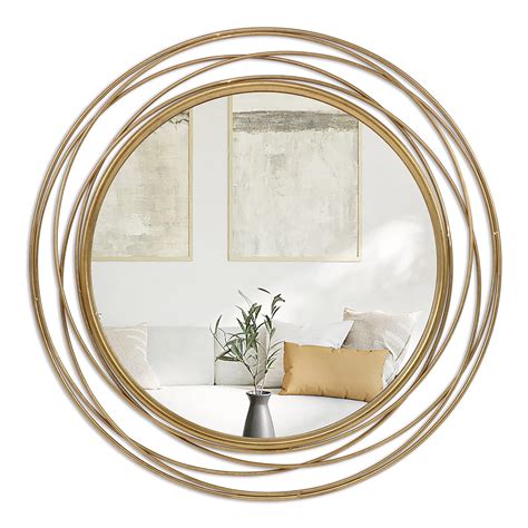 LakeHaven Large Round Gold Mirror 36 Inch Wall Decor, Elegant Gold ...