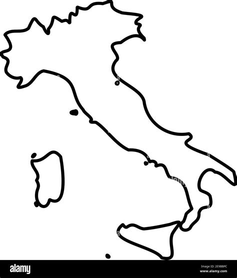 Italy - solid black outline border map of country area. Simple flat ...