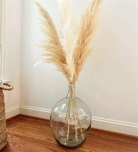 21" Extra Large Glass Floor Vase for Tall Pampas Grass, Vase for Table ...