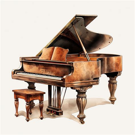 Clipart Old Piano, Vintage, Classic, Music, Watercolor, Hi-res JPEG ...