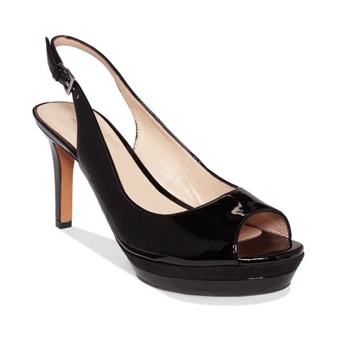 Nine West Able Slingback Platform Pumps in Black Patent (Black) - Lyst