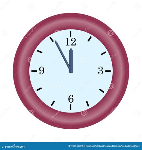 Red Clock Minute Hand on Five To Twelve Hour Simple Vector Icon Stock ...