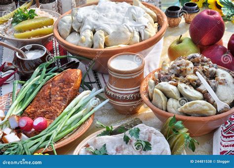 Traditional Ukrainian Food in Assortment Stock Photo - Image of pork ...