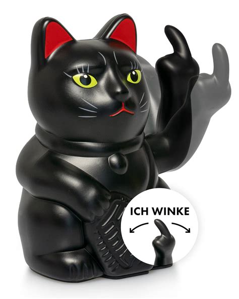 ANGRY CAT Lucky Cat Figure, Funny Waving Cat, Japanese Waving Cat ...