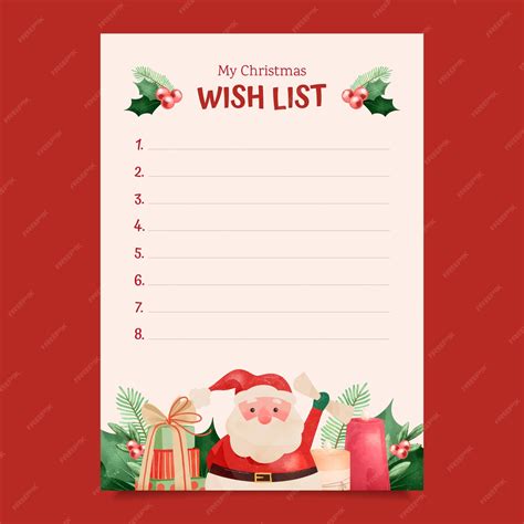 Secret Santa Wish List Template Printable