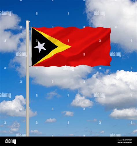The flag of East Timor, Timor-Leste, country in Asia, studio Stock Photo - Alamy