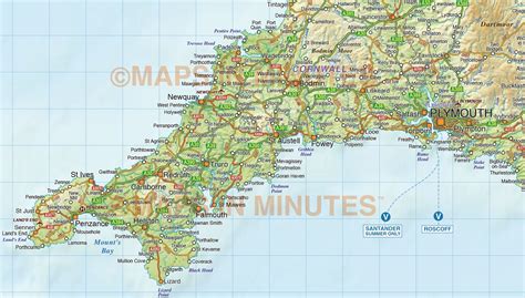South West England Political, County, Road & Rail Map with Regular ...