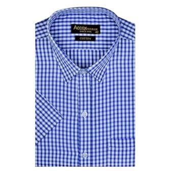 ACCOX Men's Breathable Cotton Half Sleeves Regular Fit Checkered Formal ...