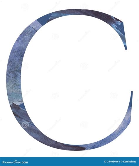 Watercolor Blue Capital Letter C Isolated Illustration, Summer Design Element Stock Illustration ...