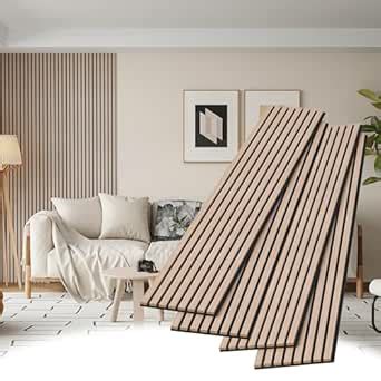 POHARE Wood Slat Wall Panels, 4 Pack Accent Decorative Acoustic Wood ...