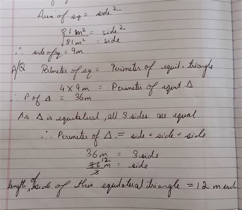 12. A square of area 81 sq m has the same perimeter as that of an ...