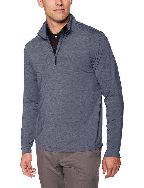Greg Norman Mens Micro Stripe Heathered Mock Golf Pullovers