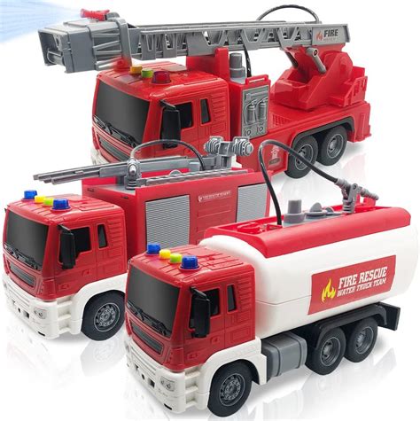 Buy ArtCreativity Light Up Fire Trucks for Kids, Set of 3, Includes ...