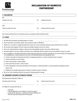 Fillable Online DECLARATION OF DOMESTIC PARTNERSHIP Fax Email Print ...