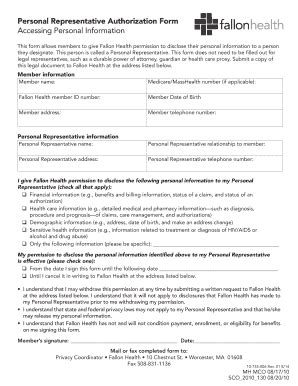 Fillable Online Personal Representative Authorization Form - Accessing ...