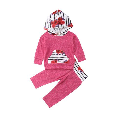 Floral Print Striped Long Sleeve Hooded with Kangaroo Pocket Sweatshirt ...