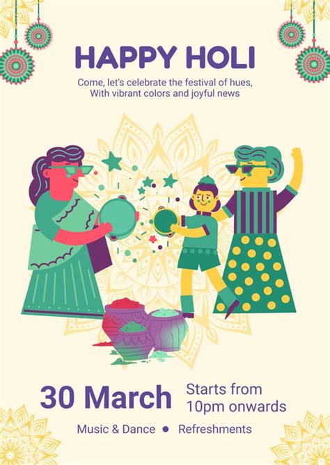Free, customizable Holi poster template designs | Canva