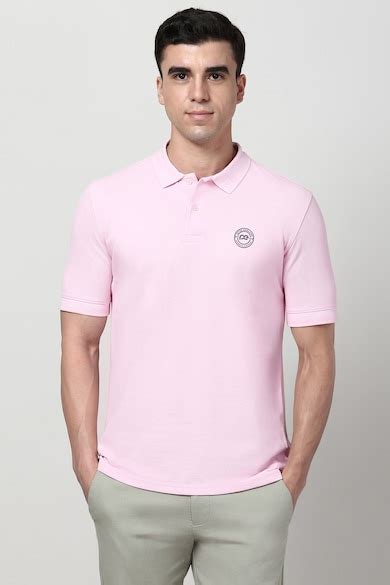 Buy Men Pink Solid Polo Neck T-shirt Online - 39986536 | Peter England