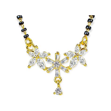 Buy Kyoot Jewels AD Mangalsutra Gold Plated CZ Diamond With Black Beads ...