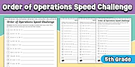 Sixth Grade Order of Operations Math Worksheet